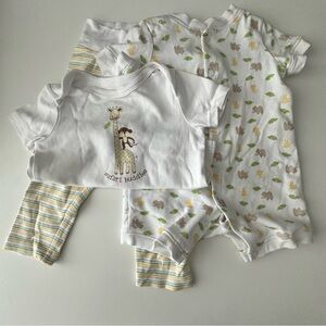 Joe Fresh White and Yellow Striped Kids Matching Set & Short Sleeve Onesie 6-12M